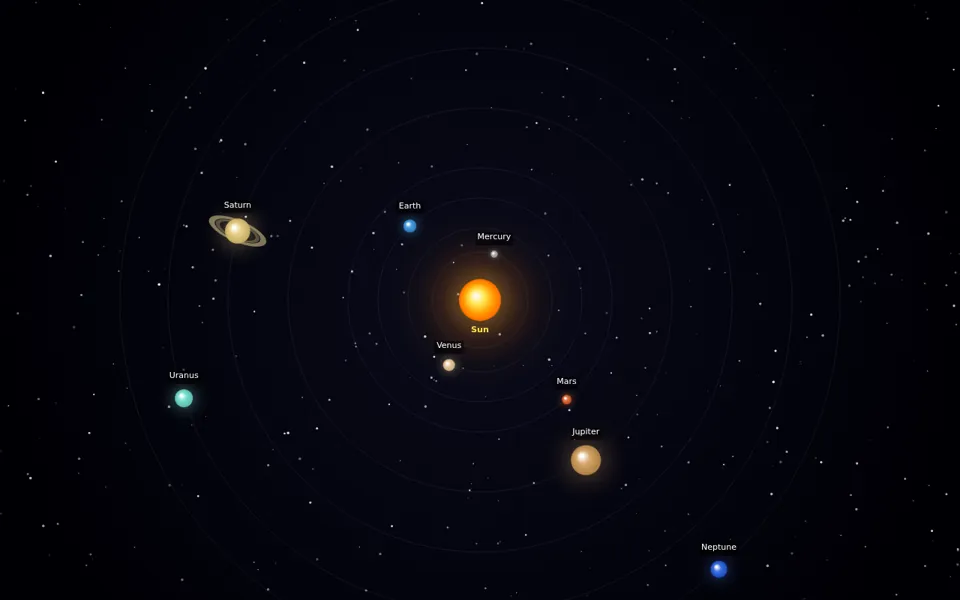 Screenshot of the solar system page Qwen3.6-27B built