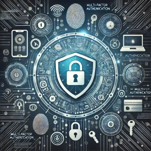 Dall·e 2024 10 22 18.11.10 A Visual Representation Of Cybersecurity Focusing On Multi Factor Authentication (mfa). The Image Should Show A Shield Or Lock Symbolizing Security, W